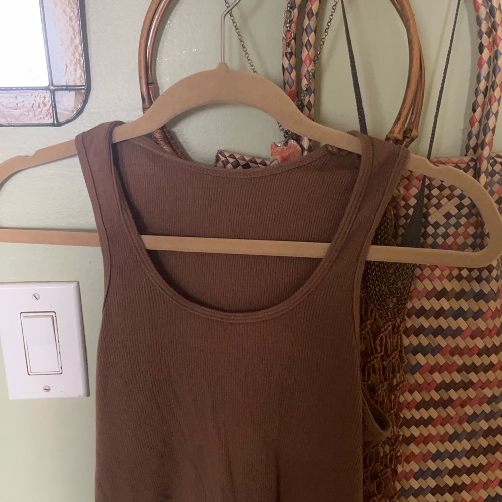 Brown Ribbed Tank Top - Picture 2 of 2